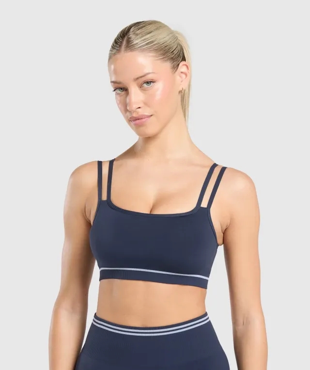  Contrast Seamless Sports Bra - Heavy Blue