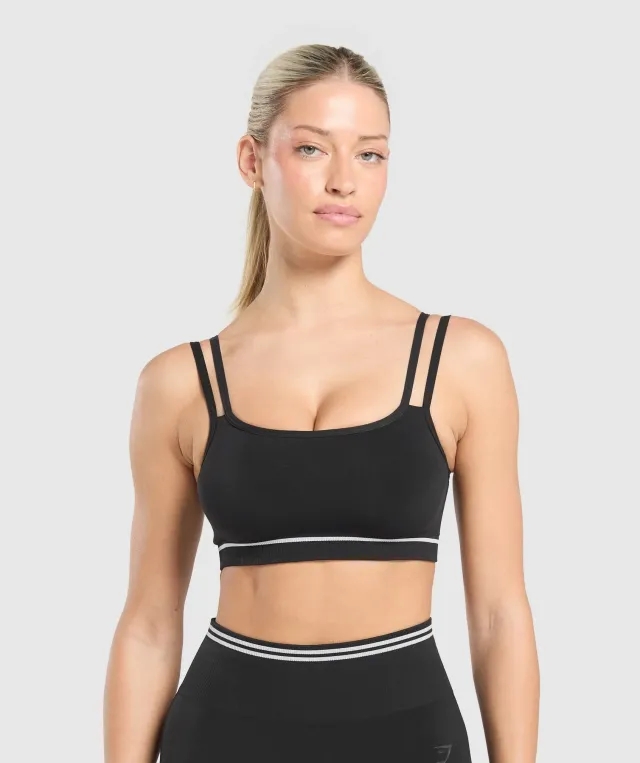  Contrast Seamless Sports Bra - Black