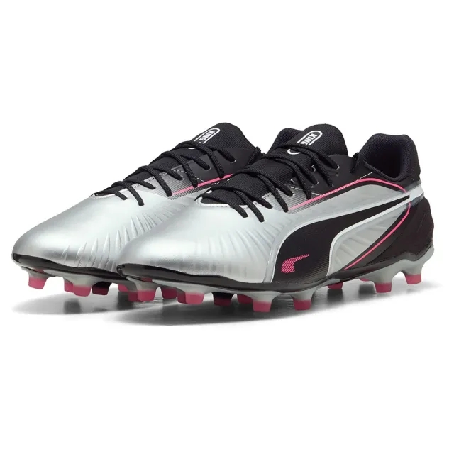 PUMA King Match FG/AG Football Boots, Silver/Black/Sun Struck