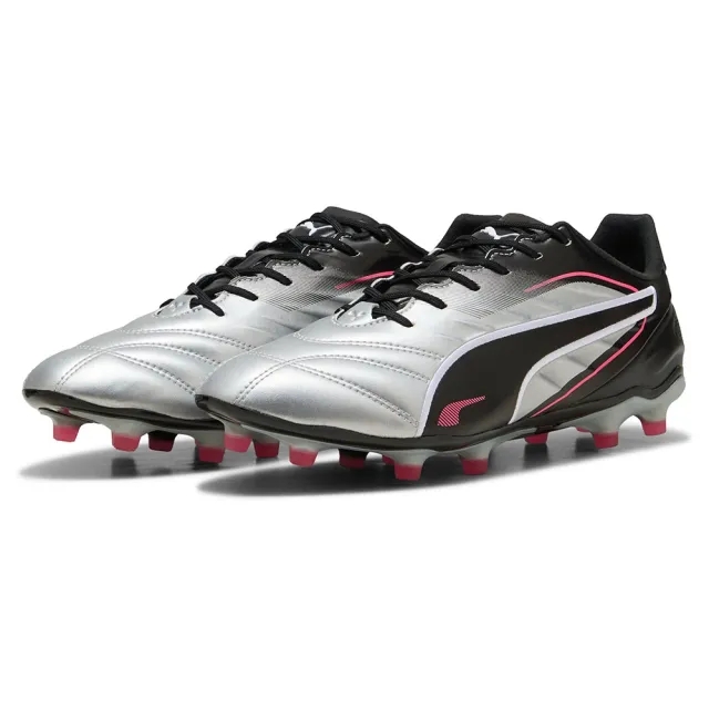 PUMA King Pro FG/AG Football Boots, Silver/Black/Sun Struck