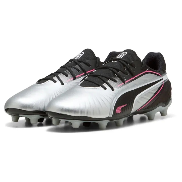 PUMA King Match FG/AG Football Boots Youth, Silver/Black/Sun Struck