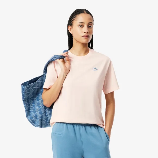 Lacoste Crocodile Print Jersey T-shirt - Angora Pink