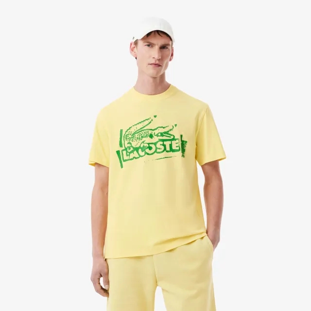 Lacoste Printed Cotton Jersey T-shirt - Yellow / Green