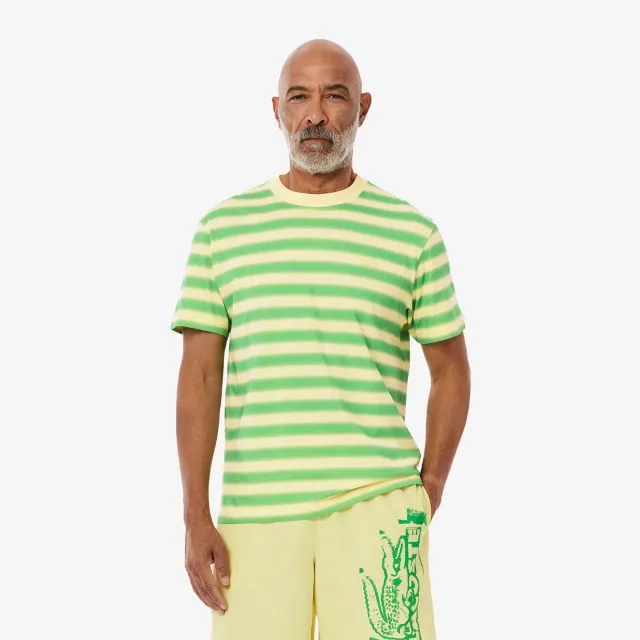 Lacoste Stripe Print Jersey T-shirt - Green / Yellow