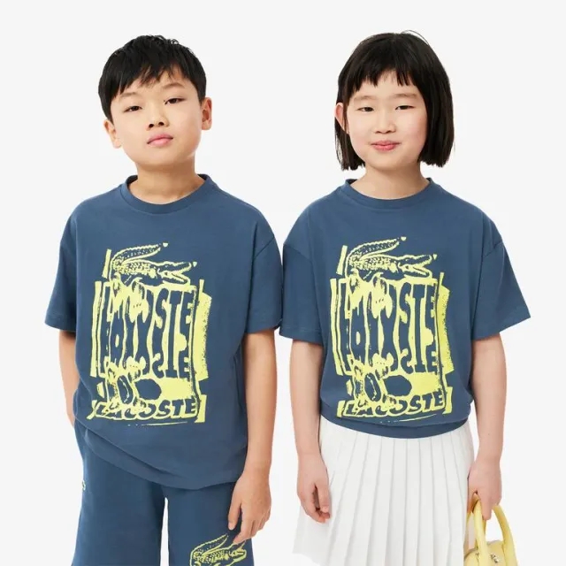 Lacoste Print Cotton T-shirt - Mineral Blue