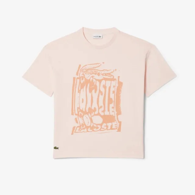 Lacoste Print Cotton T-shirt - Angora Pink