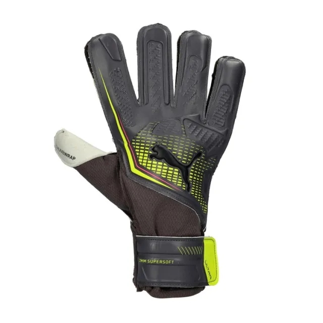 PUMA Ultra Play Rc Goalkeeper Gloves, Matte Aged Silver/Yellow Alert