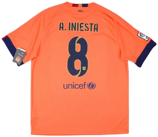 2014-15 Barcelona Away Shirt A. Iniesta #8 (XL)