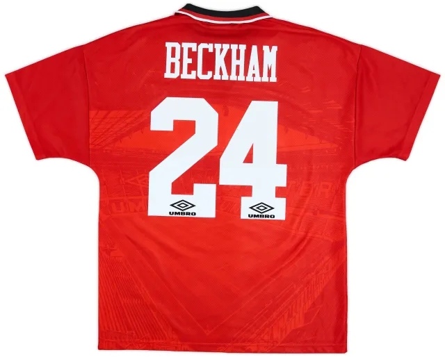1994-96 Manchester United Home Shirt Beckham #24 - 9/10 - (M)