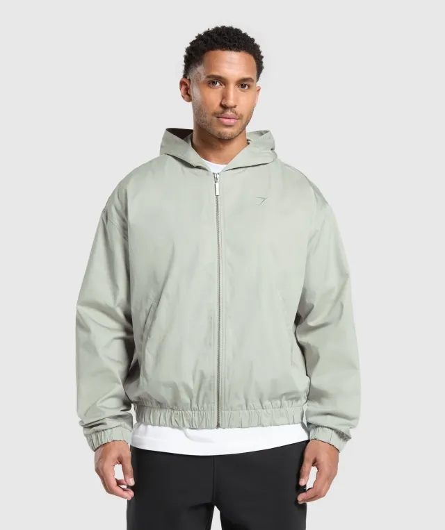  Oversized Hooded Jacket - Stone Grey
