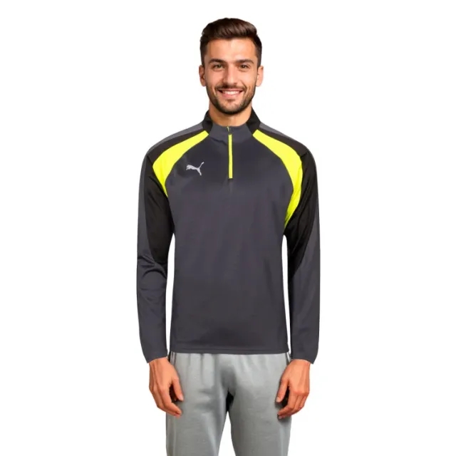 PUMA Individualliga Quarter-Zip Top Shirt Men, Galactic Grey/Yellow Alert, size 3XL