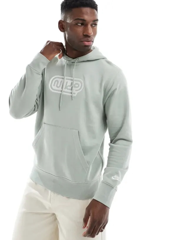 Nike Club Hoodie With Graphic In Light Green