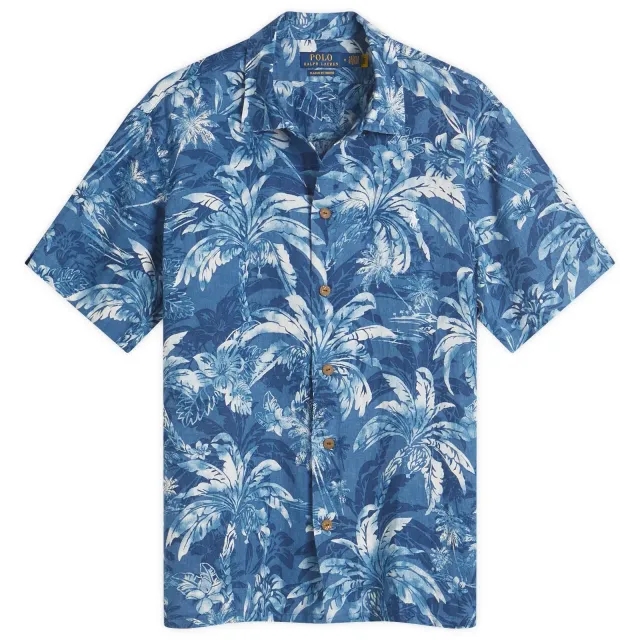 Polo Ralph Lauren Men's Surf Club Vacation Shirt Indigo Palm Shadow