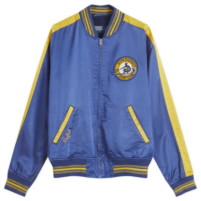 Polo Ralph Lauren Men's Letterman Lined Bomber Jacket Charter Blue X