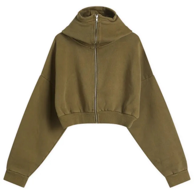 Entire Studios Women's Cropped Full Zip Hoodie Military