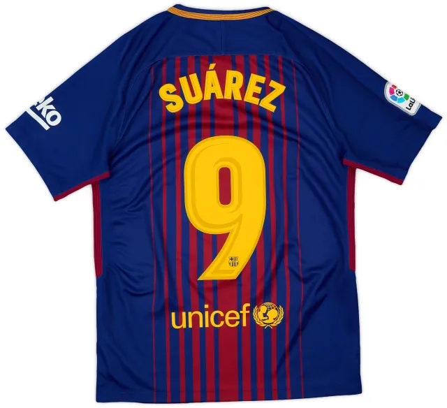 2017-18 Barcelona Home Shirt Suarez #9 - 10/10 - (S)