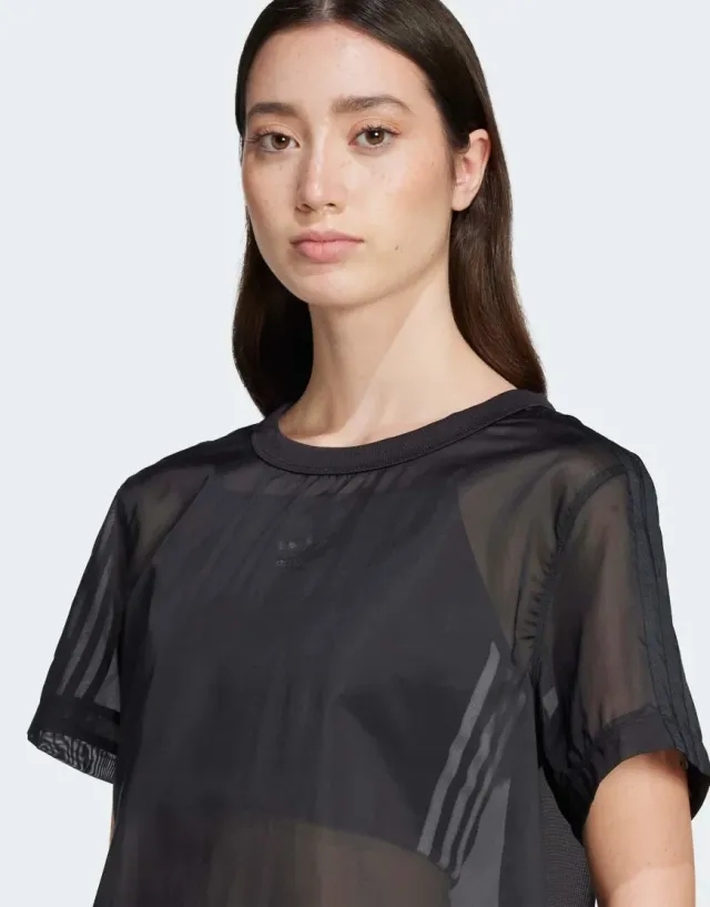 adidas Originals Women Adicolor Sheer 3 Stripes Tee