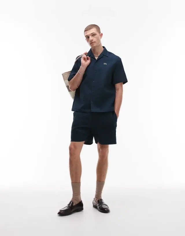Lacoste Lightweight Textured Shorts - Mineral Blue