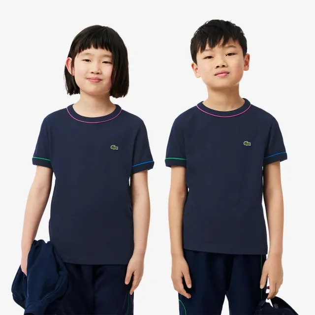 Lacoste Contrast Trim Cotton T-shirt - Navy Blue / White