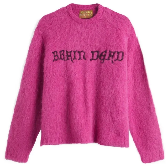Brain Dead Men's Boxy Knit Jumper Fuchsia