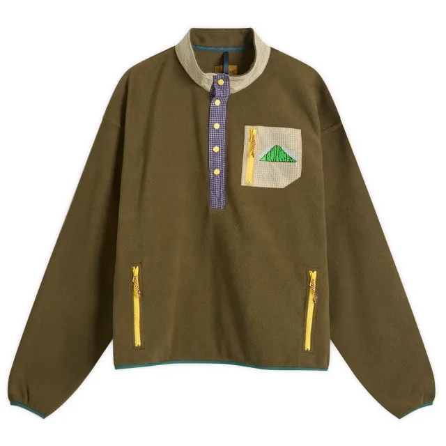 Brain Dead Men's Equipment Fleece Pullover Jacket Olive