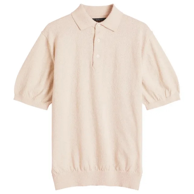 Beams Plus Men's Boucle Knit Polo Beige