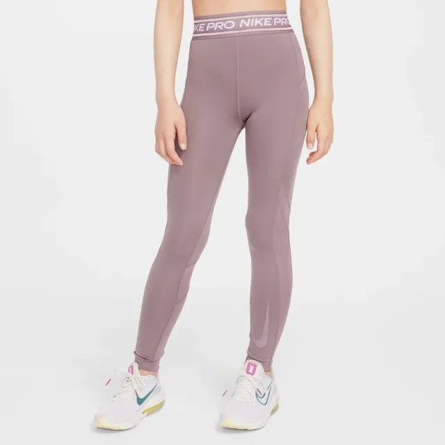 Nike Pro Girls' Mid-Rise Leggings - Pink - Sustainable Materials