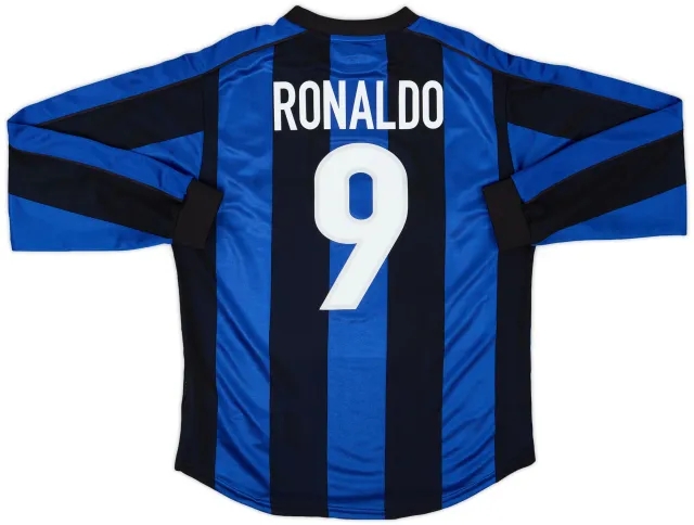 1999-00 Inter Milan Home L/S Shirt Ronaldo #9 - 8/10 - (M)
