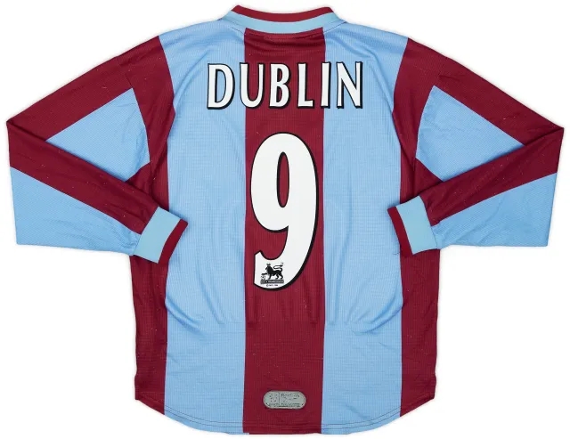 1999-00 Aston Villa Home L/S Shirt Dublin #9 - 8/10 - (S)