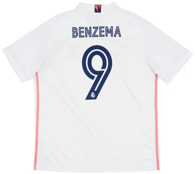 2020-21 Real Madrid Home Shirt Benzema #9 - 8/10 - (XL)