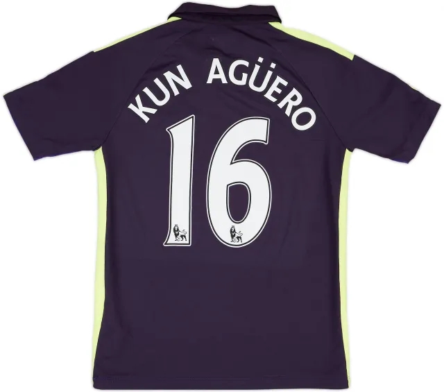 2014-15 Manchester City Third Shirt Kun Aguero #16 - 9/10 - (XL.Boys)