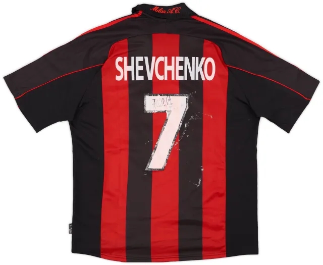 2000-02 AC Milan Signed Home Shirt Shevchenko #7 - 4/10 - (XL)