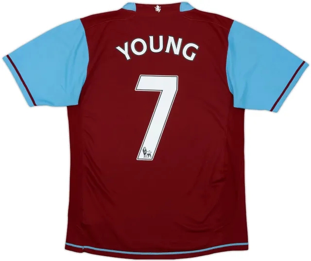 2007-08 Aston Villa Home Shirt Young #7 - 5/10 - (S)