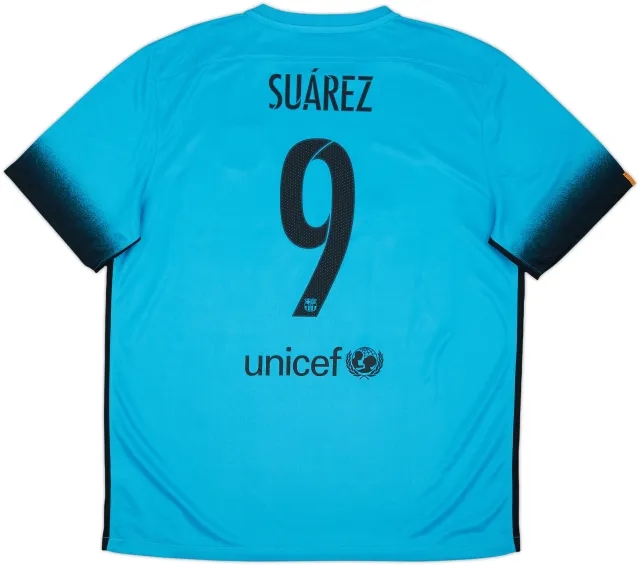 2015-16 Barcelona Third Shirt Suarez #9 (XL)