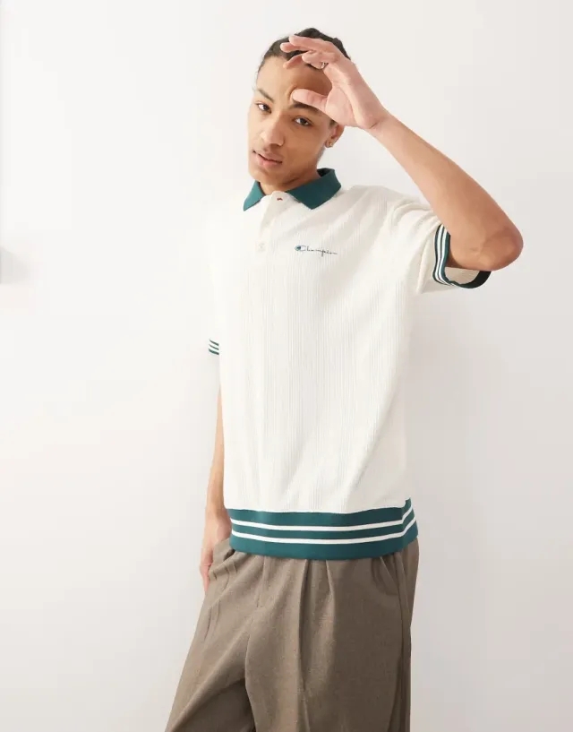 Champion Polo In White And Green