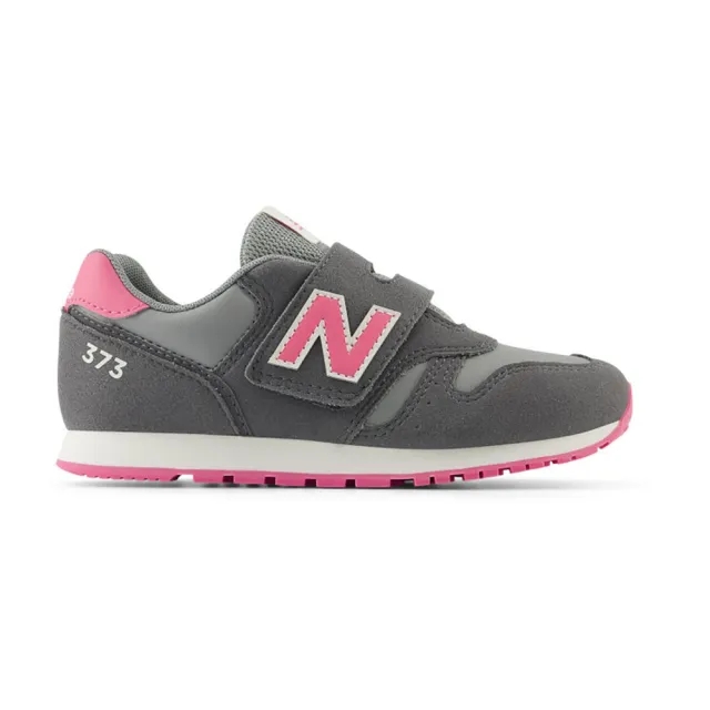 New Balance Kids' 373 Hook and Loop in Grey/Pink Synthetic
