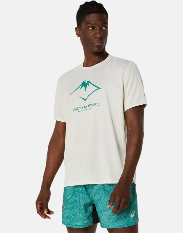 Men's Asics Fujitrail Logo T-Shirt in White 