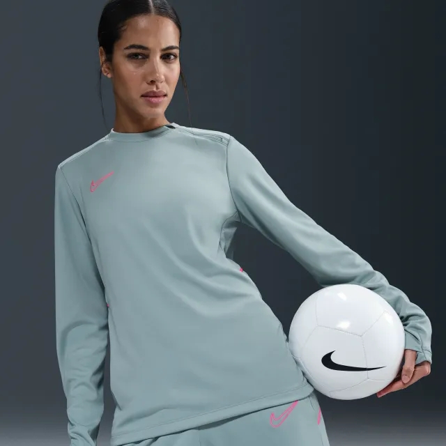 Nike Academy Women's Dri-FIT Crew-Neck Long-Sleeve Football Top - Grey - Recycled Polyester