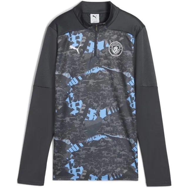 PUMA Manchester City Pre-Match 1/4 Zip Top Shirt Women, Strongray/Cool Light Grey, size Large
