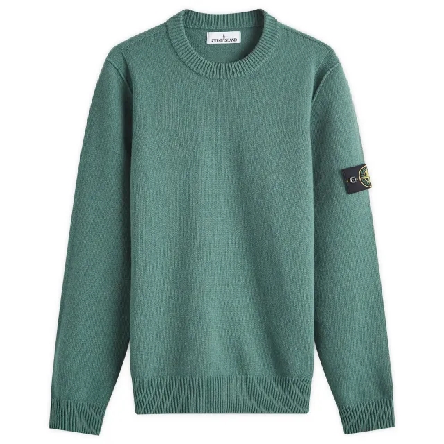 Stone Island Men's Reverse Seam Lambswool Crew Neck Jumper Sage