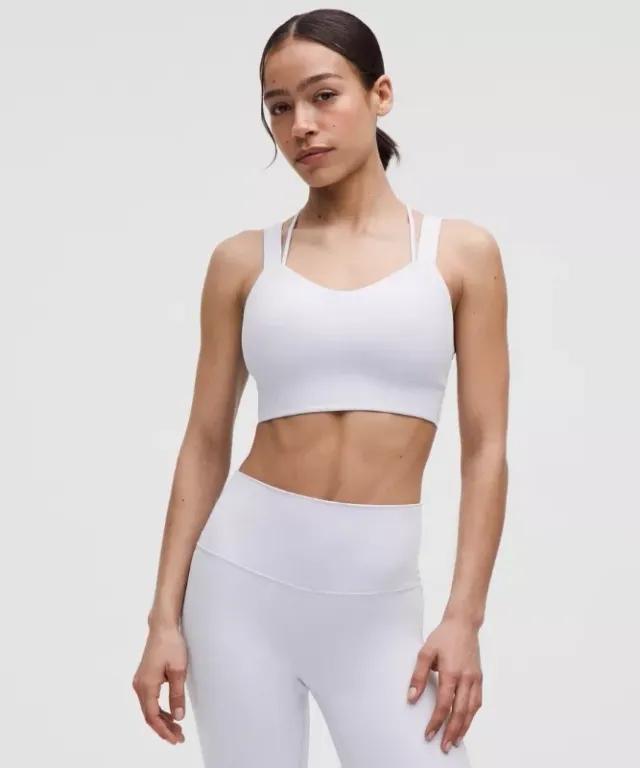 lululemon – Women's Like a Cloud Ribbed Longline Sports Bra Light Support, D/DD Cup – Color Blue – Size 10