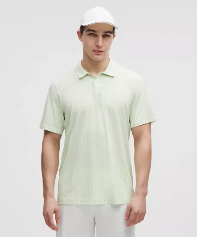 lululemon – Men's Logo Sport Polo Short-Sleeve Fit – Color White/Green – Size L