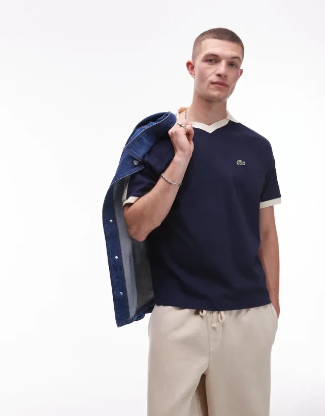 Lacoste Classic Fit Piqué Panel Polo Shirt - Midnight Blue