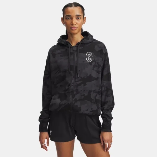 Project Rock Terry Women's Full Zip Black / White Clay XL