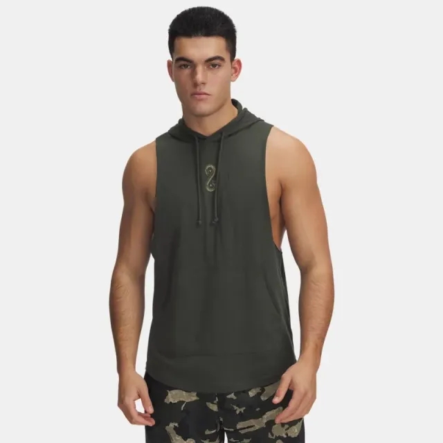 Project Rock Snake Men's Sleeveless Hoodie Baroque Green / Bayou / White L