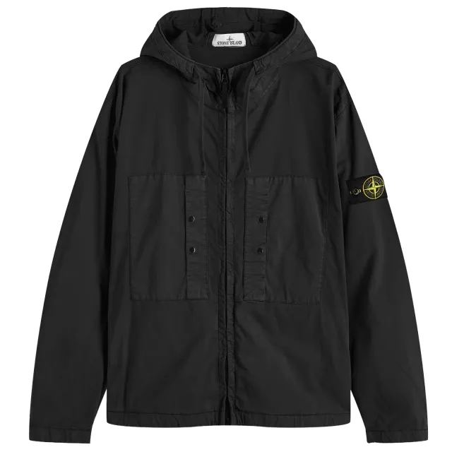 Stone Island Men's Supima Cotton Twill Stretch-TC Hooded Jacket Black