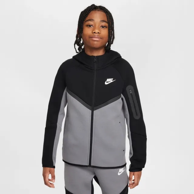 Nike Sportswear Tech Fleece Older Kids' Full-Zip Hoodie - Grey - Cotton/Polyester