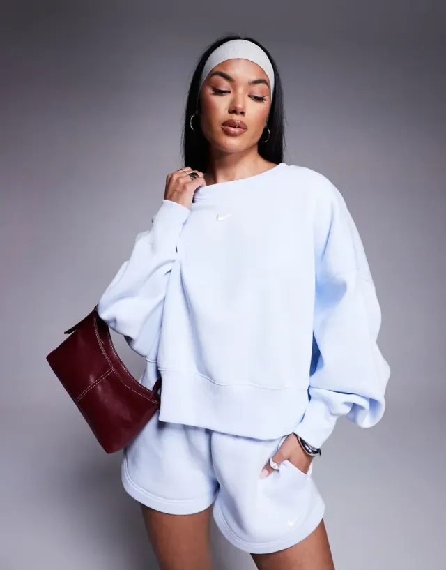 Nike Phoenix Fleece Over-Oversized Sweatshirt In Light Blue