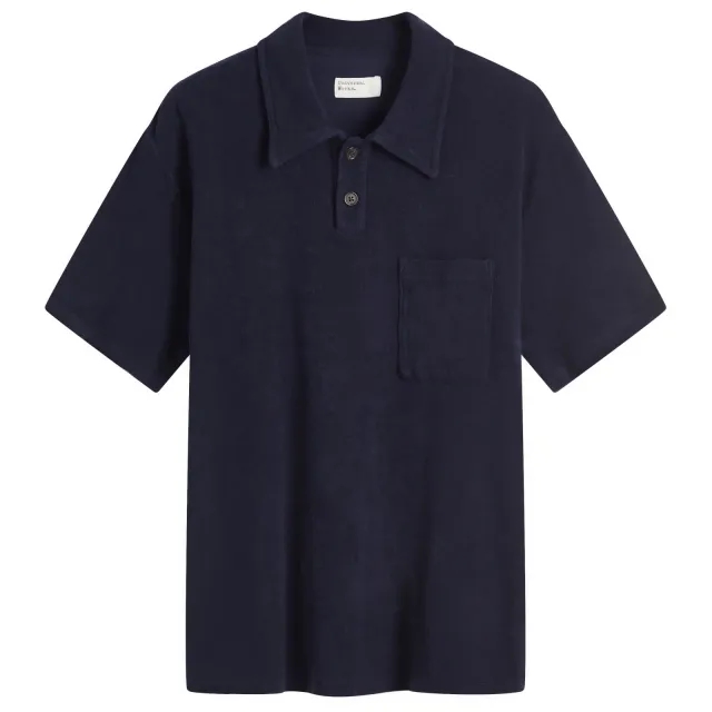 Universal Works Men's Newlyn Light Weight Terry Polo Bright Navy