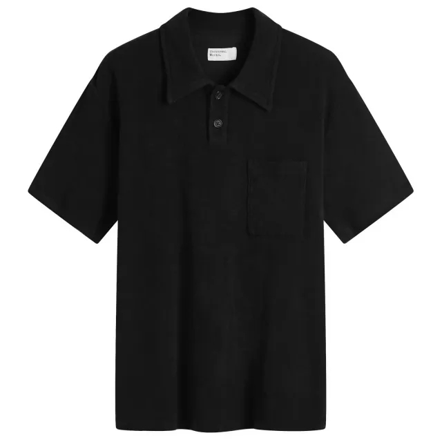 Universal Works Men's Newlyn Light Weight Terry Polo Black
